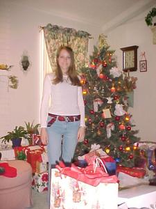 Caitlin waiting to open presents